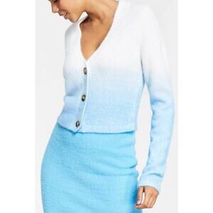 Bar III White Blue Ombre Knit V-neck Cardigan Sweater size Medium New with Tags